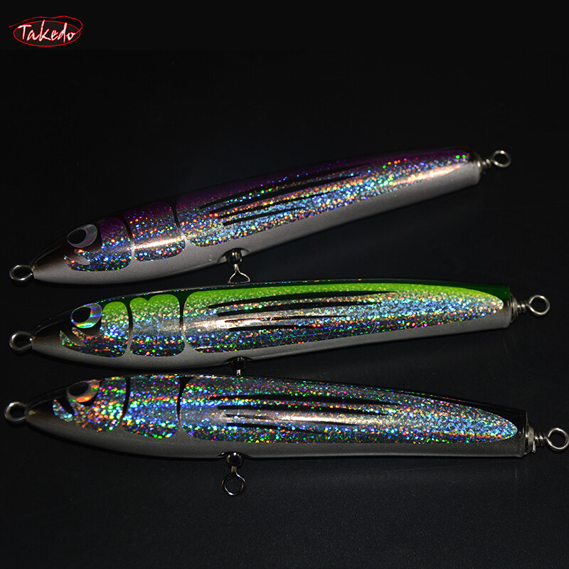 TAKEDO JY58 Basswood Bait Topwater Lures 200MM 80G Wood Pencil Lure Long Casting Vobleri Tuna Trolling Lure Makšķerēšana ar laivu