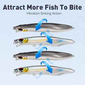 KINGDOM HY Fishing Lures Wobblers Artificial Sinking Pencil Hard Baits 70mm 80mm 90mm Sea Bass Long Throw Pencil Lure Tackle