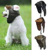 Suņu kucēns ziemas cepure Kašmira suņa pilota cepure PU ādas forša Ērts Skaists difraz para perro Mazam sunim