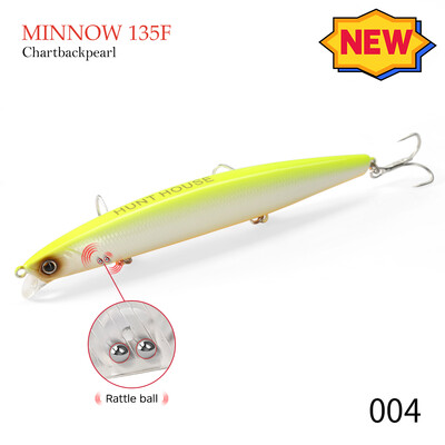 Hunthouse Minnow žvejybos masalai 135 mm/21 g volframo svorio plūduriuojantys kieti vobleriai, skirti ešerių upėtakiui, ilgamečiui, 2021 m. pesca