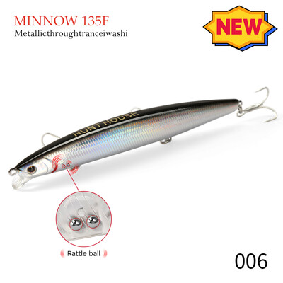 Hunthouse Minnow žvejybos masalai 135 mm/21 g volframo svorio plūduriuojantys kieti vobleriai, skirti ešerių upėtakiui, ilgamečiui, 2021 m. pesca