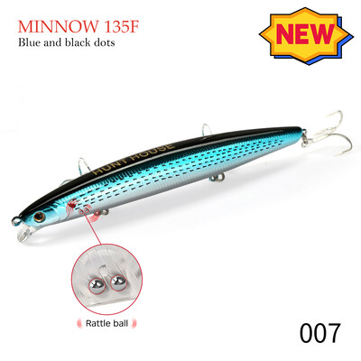 Hunthouse Minnow žvejybos masalai 135 mm/21 g volframo svorio plūduriuojantys kieti vobleriai, skirti ešerių upėtakiui, ilgamečiui, 2021 m. pesca
