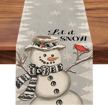 Διασυνοριακός 2024 Amazon New Winter Christmas Snowman Snowflake Λινά σημαία Τραπέζι Κάλυμμα Τραπεζαρίας Εστιατόριο Τσάι Σημαία