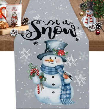 Διασυνοριακός 2024 Amazon New Winter Christmas Snowman Snowflake Λινά σημαία Τραπέζι Κάλυμμα Τραπεζαρίας Εστιατόριο Τσάι Σημαία