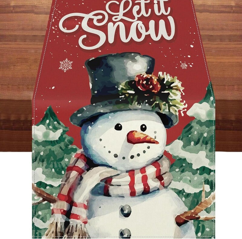 Határon átnyúló 2024 Amazon új téli karácsony hóember hópehely ágynemű asztal zászló asztalfedés étkezőasztal étterem tea zászló