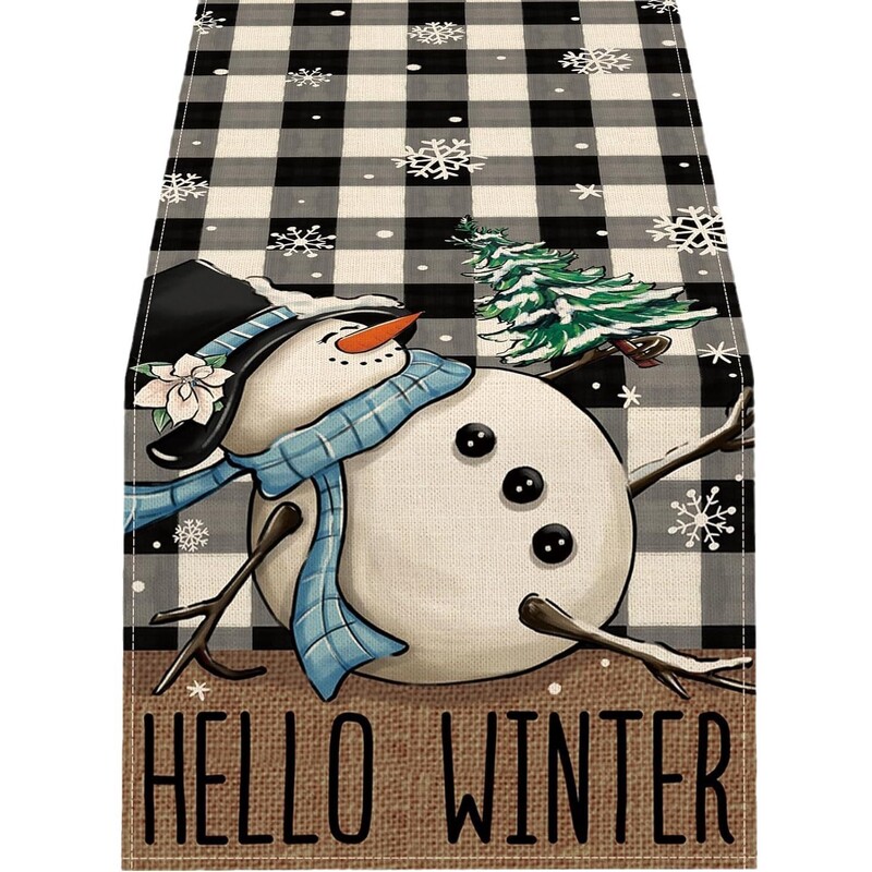 Határon átnyúló 2024 Amazon új téli karácsony hóember hópehely ágynemű asztal zászló asztalfedés étkezőasztal étterem tea zászló