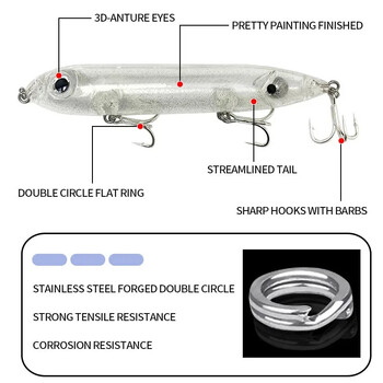 Повърхностна риболовна примамка с молив 2024 Stickbait Moonwalker Topwater Asturi 126 mm 26 g плаващ воблер Heddon Super Spook Walking bait