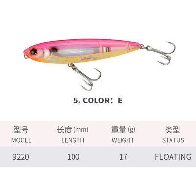 100 mm 17 g Površinska laserska olovka Mamac za pecanje Plutajući vobler za šetnju psa Umjetni mamac Topwater za pastrva Bas Swimbait Oprema