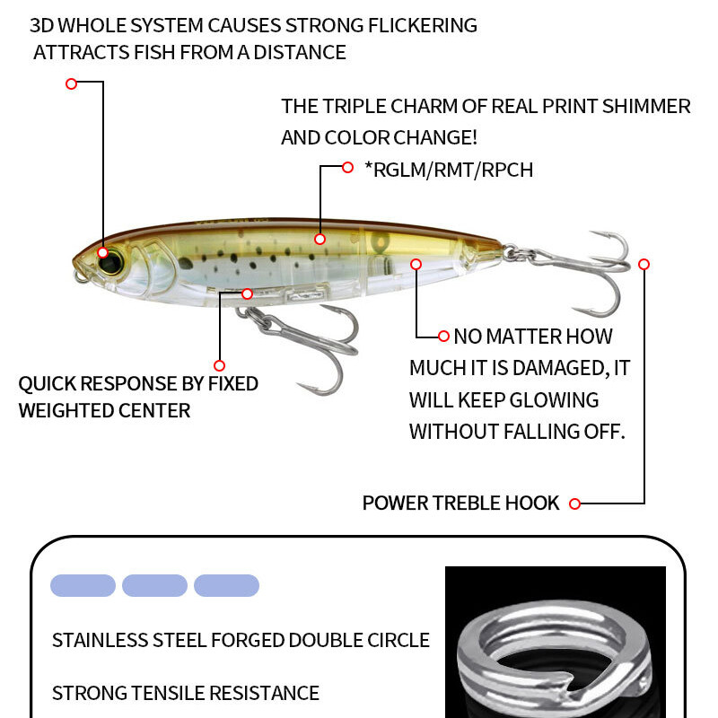 100 mm 17 g Površinska laserska olovka Mamac za pecanje Plutajući vobler za šetnju psa Umjetni mamac Topwater za pastrva Bas Swimbait Oprema