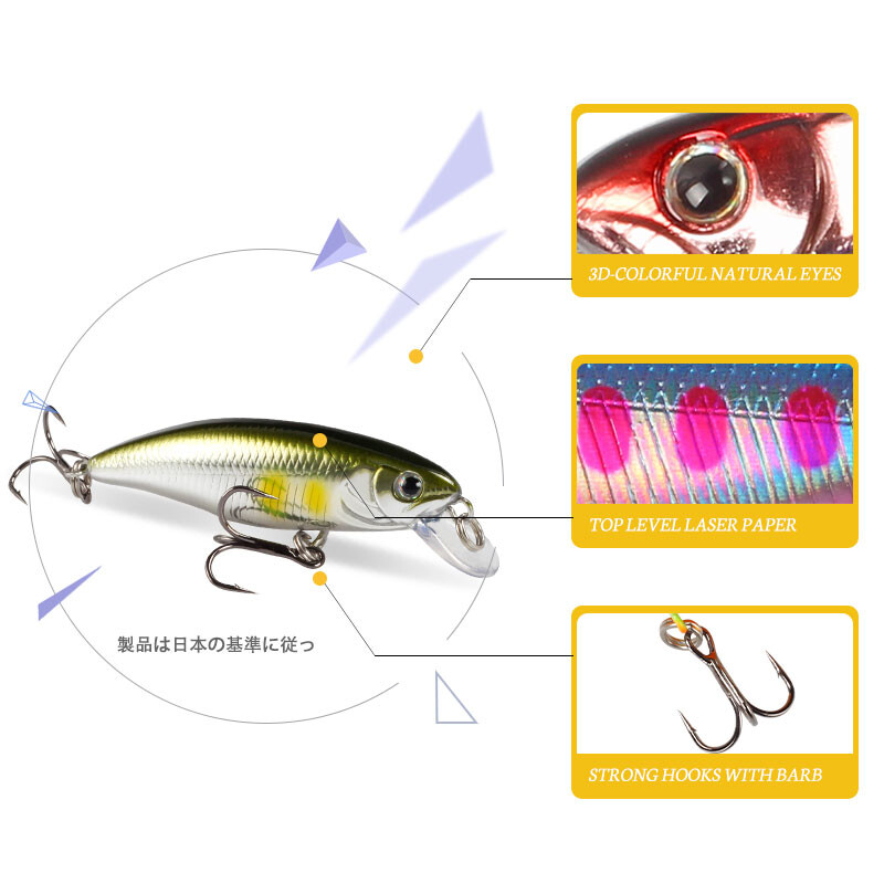 Magic Works Momeli tare Momeală nouă 2024 Articole de pescuit 53 MM Nalucă plutitoare Stiuca de apă dulce Wobbler Momeală artificială