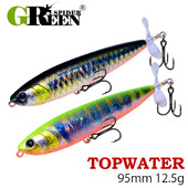GREENSPIDE sraigtas pieštukas Topwater žvejybos masalas 95 mm 12,5 g Bass žvejybos reikmenys Žvejybos priedai Sūri vandens masalai Žuvies masalas