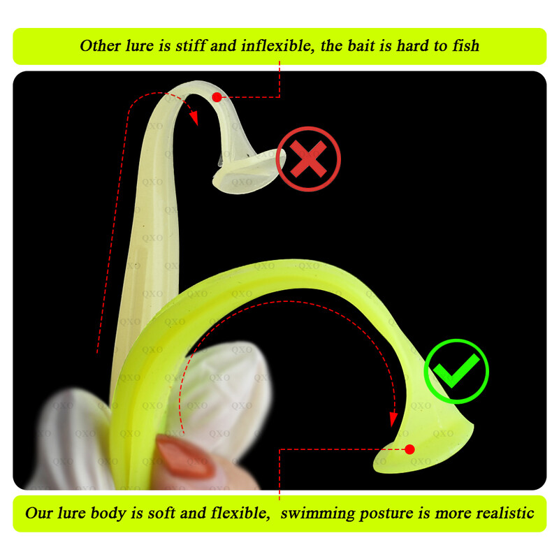 QXO 10db/tétel 5,1 hüvelykes 3,93 hüvelykes puha csalik szilikon csali tengeri hal Pva úszó wobblerek horgászáru mesterséges felszerelés