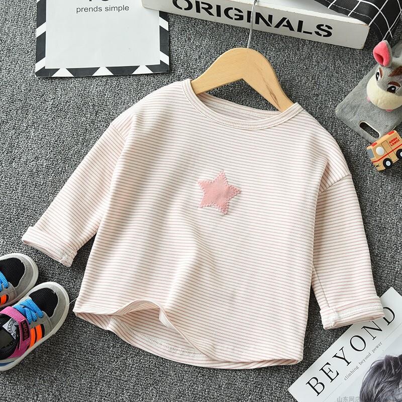 Pavasariniai marškinėliai ilgomis rankovėmis berniukams Vaikiški grynos medvilnės apatiniai marškinėliai vaikams ir mažiems Korėjietiški dryžuoti viršutiniai kūdikių viengabalėliai