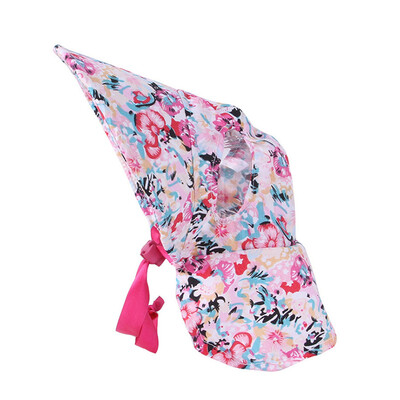 Ljetna kapa za štene s rupama za uši Elegantna cvjetna kapa sa šiltom za mačke Zaštita od sunca Pokrivala za glavu Odjeća za vanjske prilike Okrugli šešir za kućne ljubimce s velikim obodom