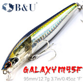 B&U JERK MINNOW 95 mm 12,7 g plaukiojantis vobleris slydimo vandens žvejybos masalas Minnow masalas kietas masalas, profesionalus gylis 0,1–0,5 m