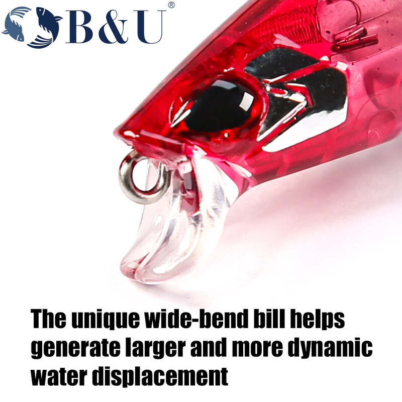 B&U JERK MINNOW 95 mm 12,7 g plaukiojantis vobleris slydimo vandens žvejybos masalas Minnow masalas kietas masalas, profesionalus gylis 0,1–0,5 m