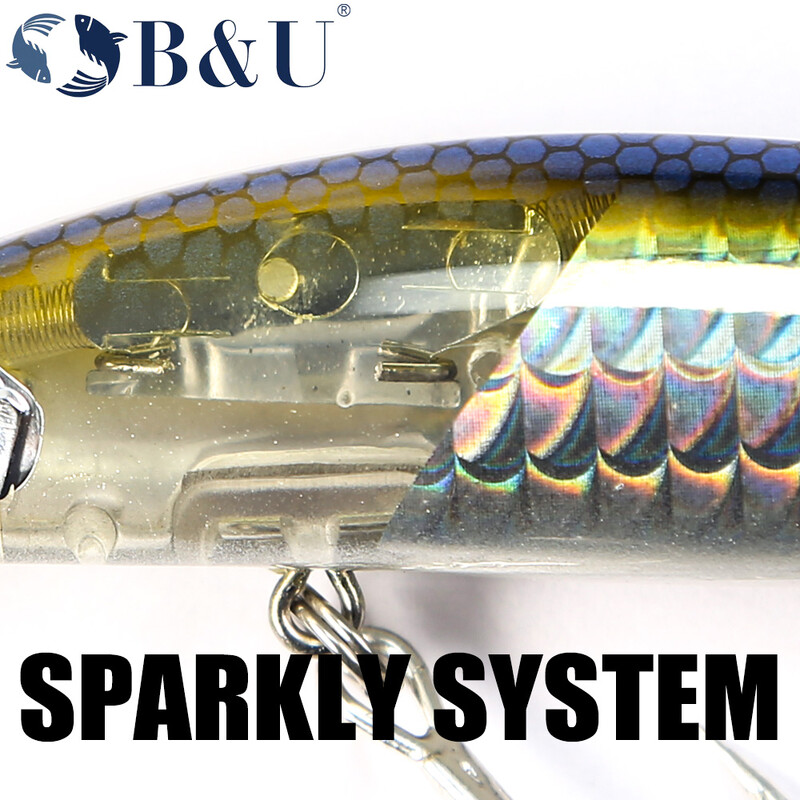 B&U JERK MINNOW 95 mm 12,7 g plaukiojantis vobleris slydimo vandens žvejybos masalas Minnow masalas kietas masalas, profesionalus gylis 0,1–0,5 m