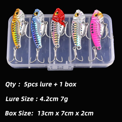Aorace 5db/doboz Fém VIB 3/7/10/15/20g Horgászcsali Vibrációs Kanál Kemény Csali Crankbait Wobbler Swimbait Cicada VIB Tackle