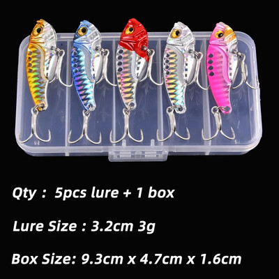 Aorace 5db/doboz Fém VIB 3/7/10/15/20g Horgászcsali Vibrációs Kanál Kemény Csali Crankbait Wobbler Swimbait Cicada VIB Tackle