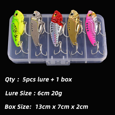 Aorace 5db/doboz Fém VIB 3/7/10/15/20g Horgászcsali Vibrációs Kanál Kemény Csali Crankbait Wobbler Swimbait Cicada VIB Tackle