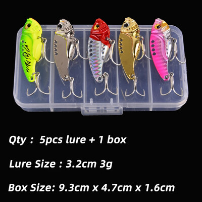 Aorace 5db/doboz Fém VIB 3/7/10/15/20g Horgászcsali Vibrációs Kanál Kemény Csali Crankbait Wobbler Swimbait Cicada VIB Tackle