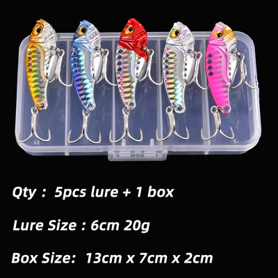 Aorace 5db/doboz Fém VIB 3/7/10/15/20g Horgászcsali Vibrációs Kanál Kemény Csali Crankbait Wobbler Swimbait Cicada VIB Tackle