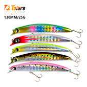TOLU 1gab Makšķerēšanas mānekļi peldoša Minnow ēsma 130mm 25g cieta ēsma Mākslīgie vobleri Plastmasas makšķerēšanas piederumi ar āķiem