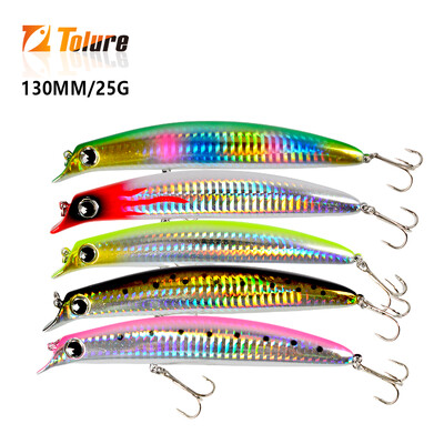 TOLU 1db horgászcsalik úszó Minnow csali 130mm 25g kemény csali mesterséges wobbler műanyag horgászfelszerelés horgokkal