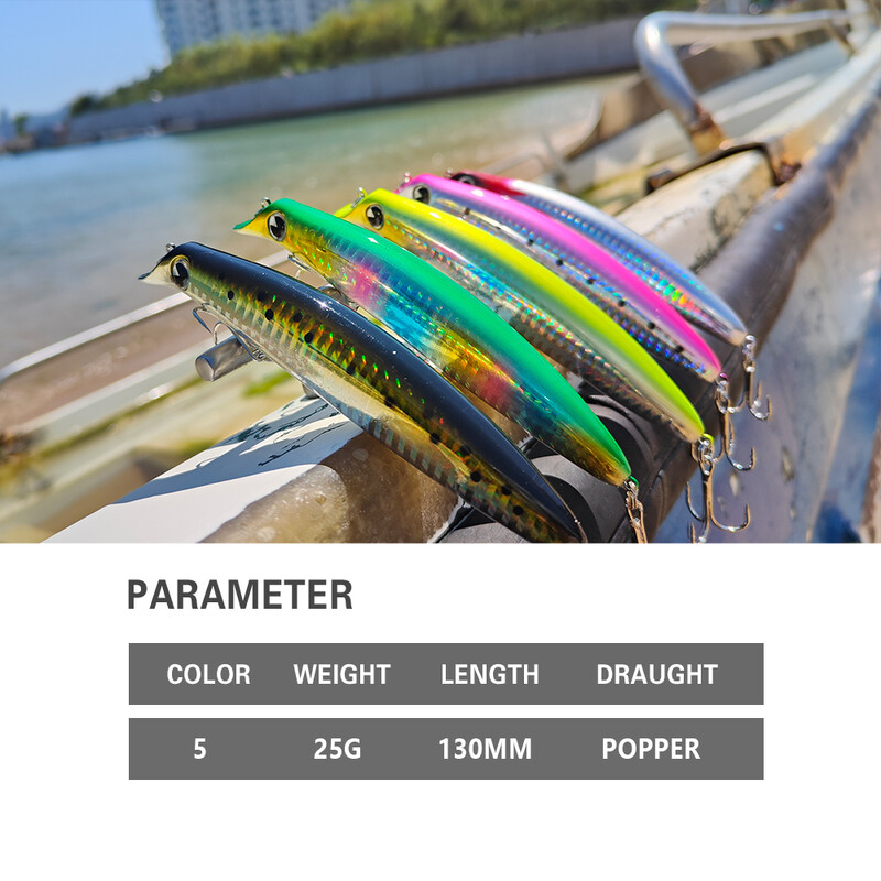 TOLU 1gab Makšķerēšanas mānekļi peldoša Minnow ēsma 130mm 25g cieta ēsma Mākslīgie vobleri Plastmasas makšķerēšanas piederumi ar āķiem