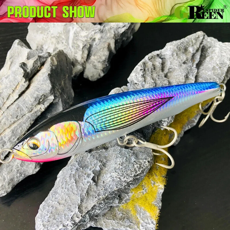 GREENSPIDER felsővízi horgászcsali 160 mm-es 45 g mélytengeri horgászcsónakos tengeri vízi kemény csalik úszó ceruza King Fish GT tonhal