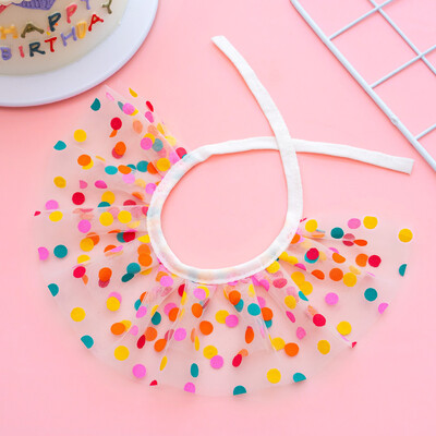 Új kreatív macska és kutya koreai színes pontnyakörv születésnapi kisállat fejfedő víztörülköző kisállat polka csipke lapát születésnapi kellékek