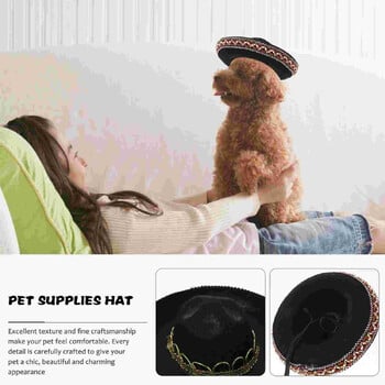 The Dog Cat Supplies Pet Hat Cowboy Straw Cinco De Mayo Fiesta Felt Mexican Serape Costume Шапки за