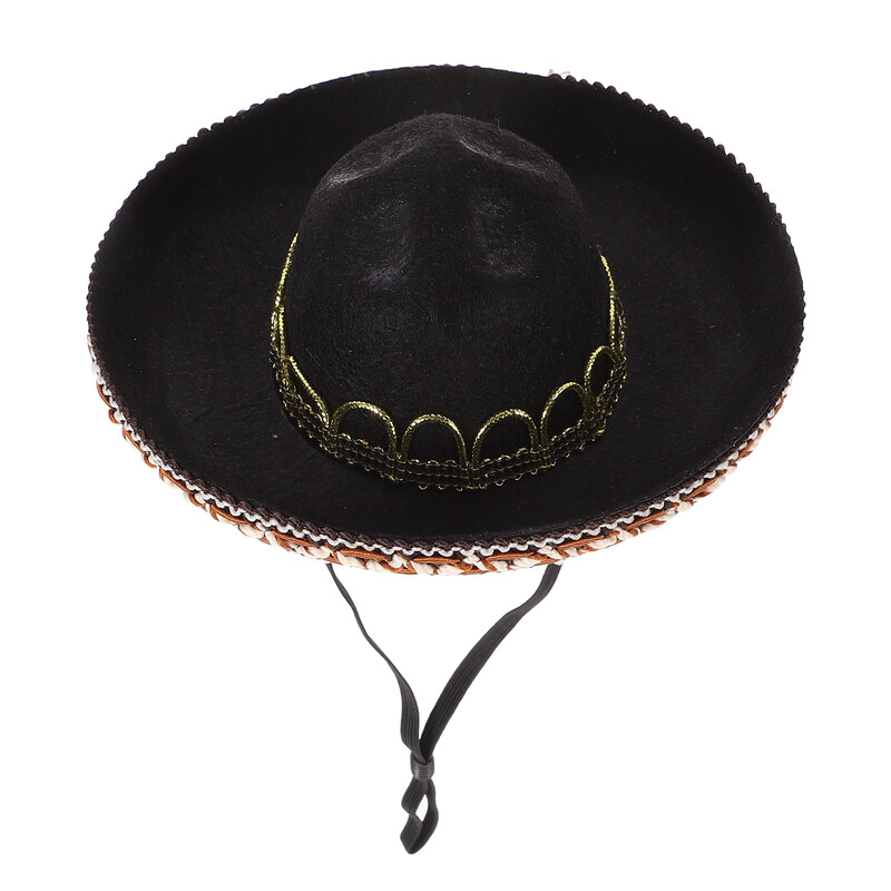 Šunų katė tiekia naminių gyvūnėlių kepures kaubojų šiaudų Cinco De Mayo Fiesta veltinio meksikietiško serape kostiumo kepures