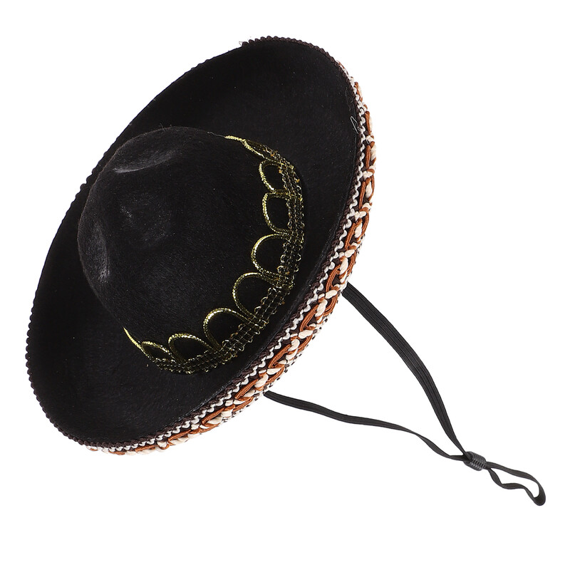 Šunų katė tiekia naminių gyvūnėlių kepures kaubojų šiaudų Cinco De Mayo Fiesta veltinio meksikietiško serape kostiumo kepures