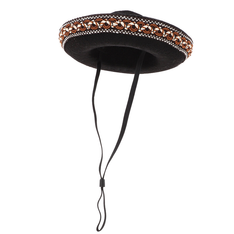 Šunų katė tiekia naminių gyvūnėlių kepures kaubojų šiaudų Cinco De Mayo Fiesta veltinio meksikietiško serape kostiumo kepures