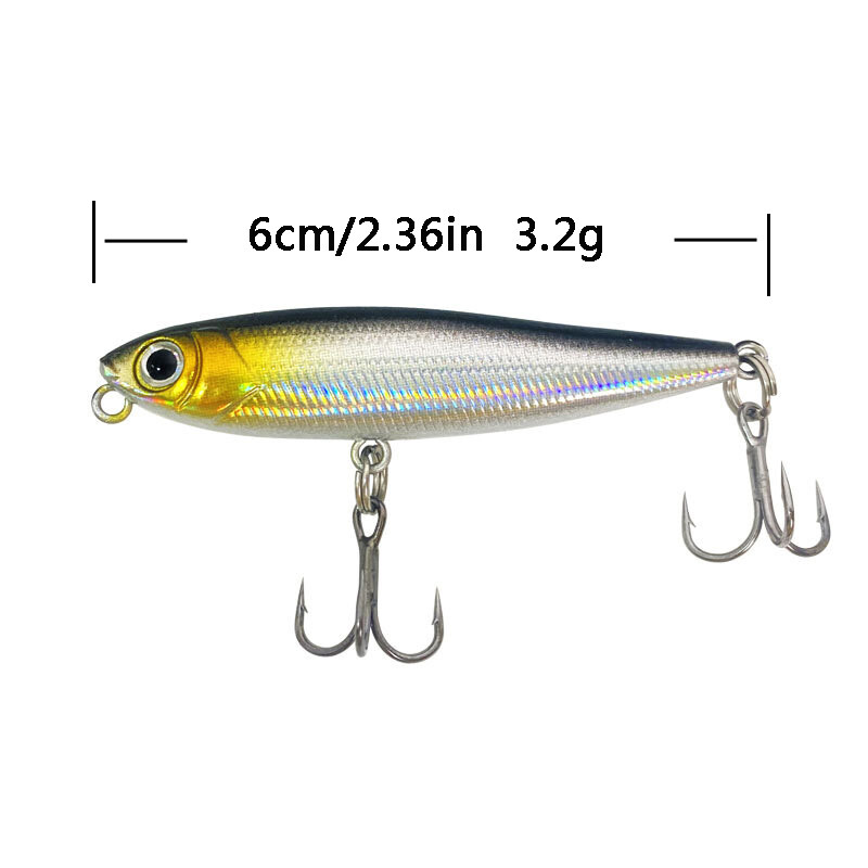 1PC 6cm 3.2g Creion plutitor Nalucă de pescuit Top Câini de apă Naluci tari Momeli Wobbler Momeală tare Artificială Aparatură de pescuit Pesca