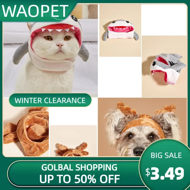 Cosplay parti jelmez kisállatnak, macskacápa fejdísz, kutyaszarvas fejfedő, téli meleg sapka, kölyökkutya öltöztetés, cicaruhák kisállat sapka