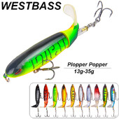 WESTBASS 1PX Whopper Pencil 13g-35g Nalucă de pescuit plutitoare Shore Casting Plopper Wobbler Momeală rotativă cu coadă Momeală Swimbait Pesca