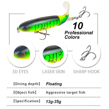 WESTBASS 1PX Whopper Pencil 13g-35g Floating Fishing Lure Casting Shore Plopper Wobbler Soft Rotating Tail Bait Swimbait Pesca