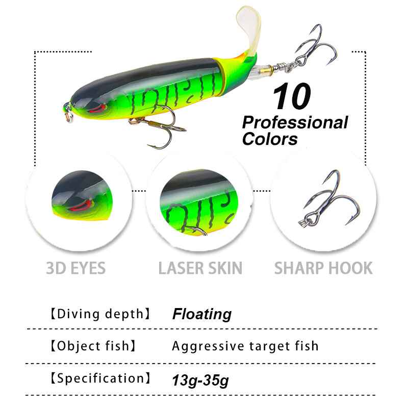 WESTBASS 1PX Whopper Pencil 13g-35g Nalucă de pescuit plutitoare Shore Casting Plopper Wobbler Momeală rotativă cu coadă Momeală Swimbait Pesca