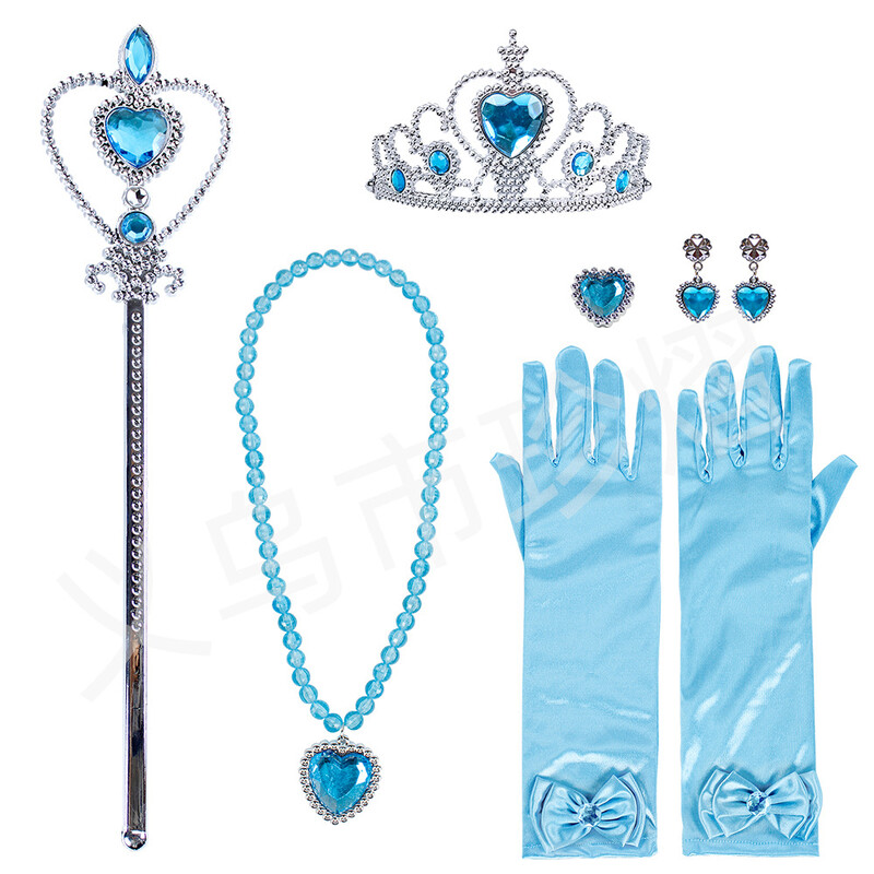  Kiegészítők gyermekkorona varázspálca nyaklánc kesztyű szett gyűrű hat fülbevaló dekoráció