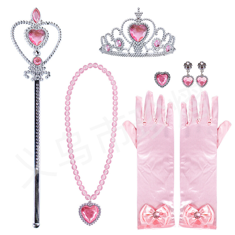  Kiegészítők gyermekkorona varázspálca nyaklánc kesztyű szett gyűrű hat fülbevaló dekoráció