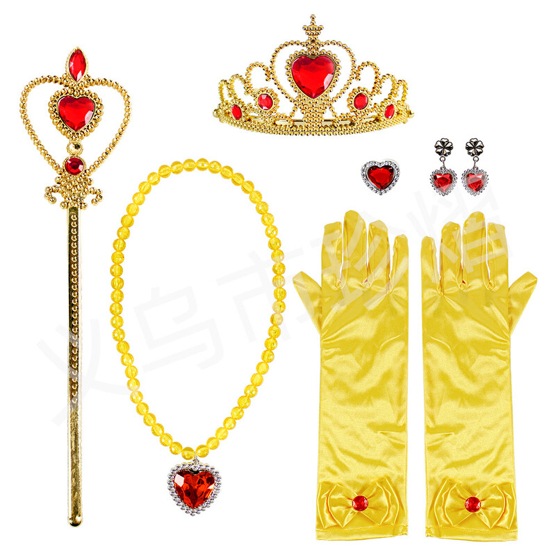  Kiegészítők gyermekkorona varázspálca nyaklánc kesztyű szett gyűrű hat fülbevaló dekoráció