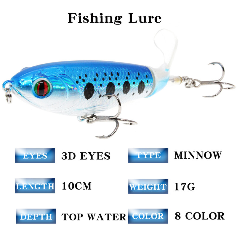 1vnt. Kokybiškas „Whopper Plopper“ 13 g/16 g/17 g „Top Water Popper“ žvejybos masalas „Vobleriai su kietu masalu“.