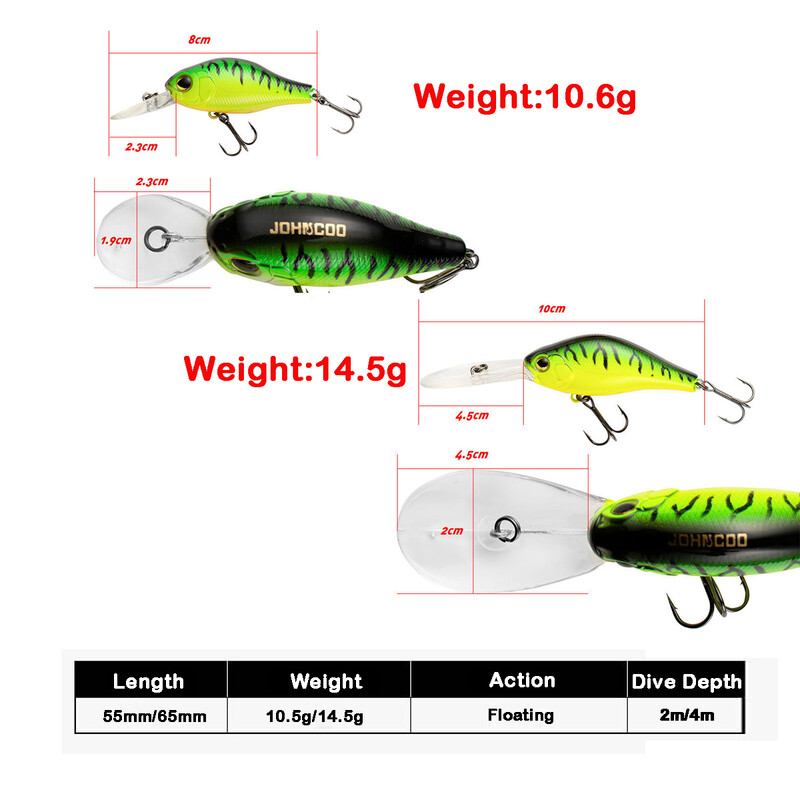 Crankbaits Mamac za pecanje Plutajući vobleri 55mm 65mm za štuku Minnow Mamci za ribolov Umjetni mamac Mamac za ribolov