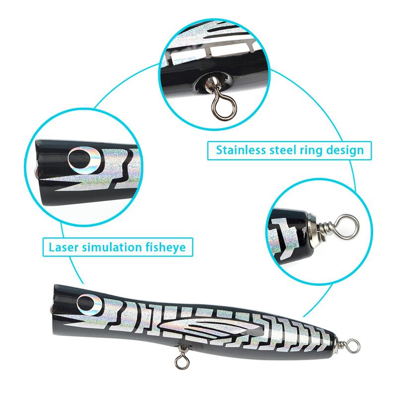 TOLU 1vnt žvejybos masalas 90g 20cm medinis Topwater Popper Masalas Kietas Masalas Dirbtiniai plūduriuojantys vobleriai Plastikiniai žvejybos reikmenys