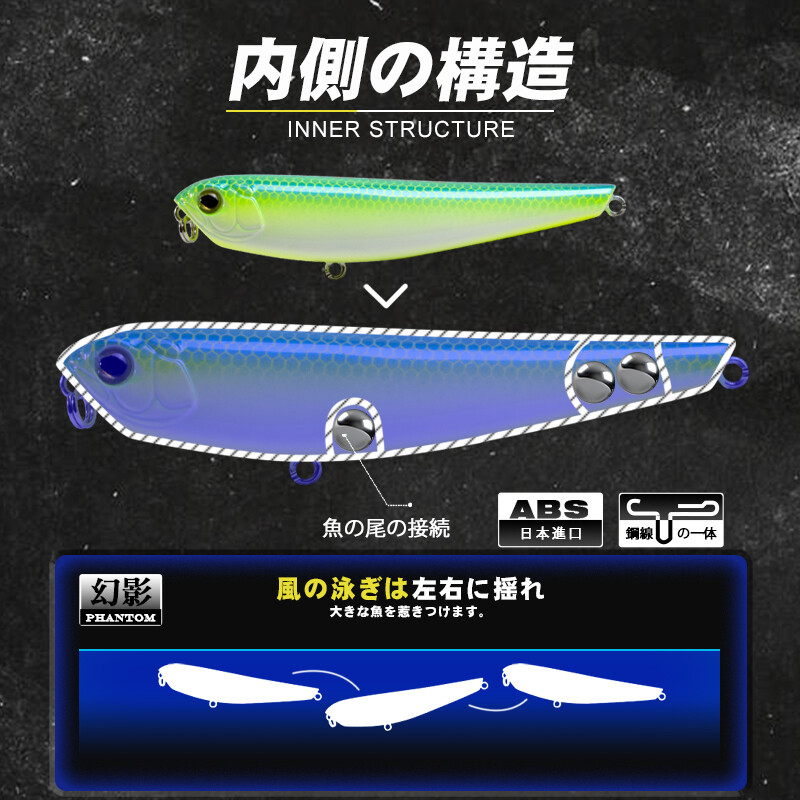 D1 plaukiojantis pieštukas žvejybos masalai 80 mm 8,5 g dirbtiniai kieti masalai 3D akutės, skirtos ešerių lydekų žvejybai