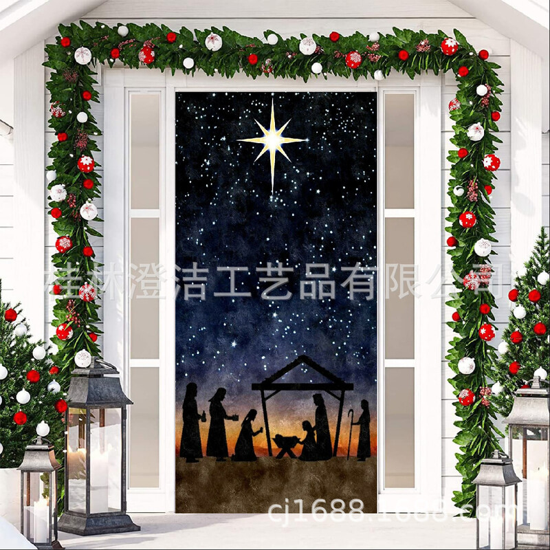 Tarpvalstybinė 2024 m. nauja Kalėdų Kalėdų vakaro durų užuolaidų reklamjuostės scenos išdėstymo šventinė dekoracija
