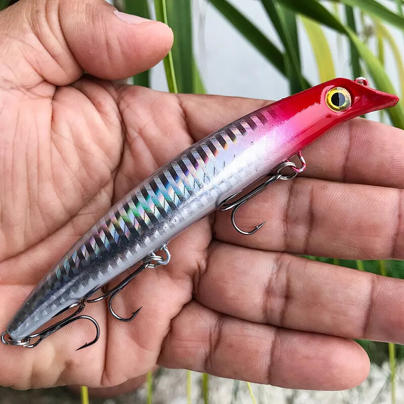 Horgászpopper 2db 125mm-es 14g Tengeri Lebegő Csali Topwater Ceruza Jerkbait Mesterséges kemény csali csuka ponty horgászfelszereléshez