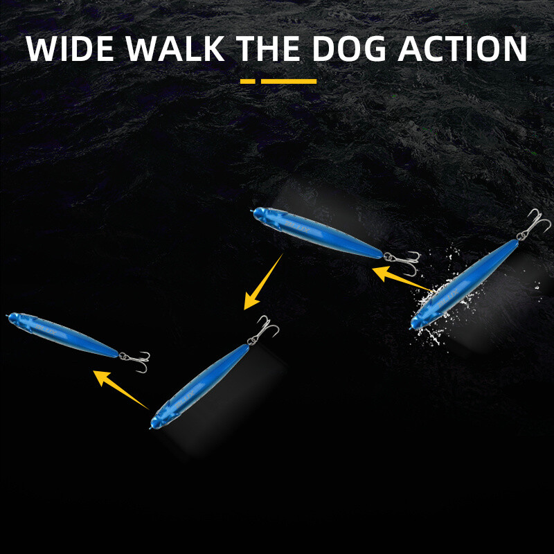 BLUX RIPPLE 87 Topwater Pieštukas WTD 87mm 9g Paviršinės žūklės masalas Šunų vaikščiojimas Dirbtinis sūraus vandens kietas bass, plastikinis vaikštynas